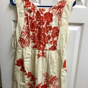 J. Crew cream and red floral embroidery dress